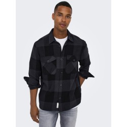 ONLY & SONS Milo Langærmet Ternet Overshirt - Dark Navy