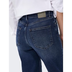 ONLY Juicy Brede Højtaljede Denim Jeans - Dark Blue Denim