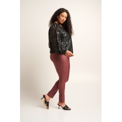 FRANSA Plus Glitter Pufærmer Bluse - Sort