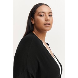 FRANSA Plus Lume Lang Strik Cardigan - Sort