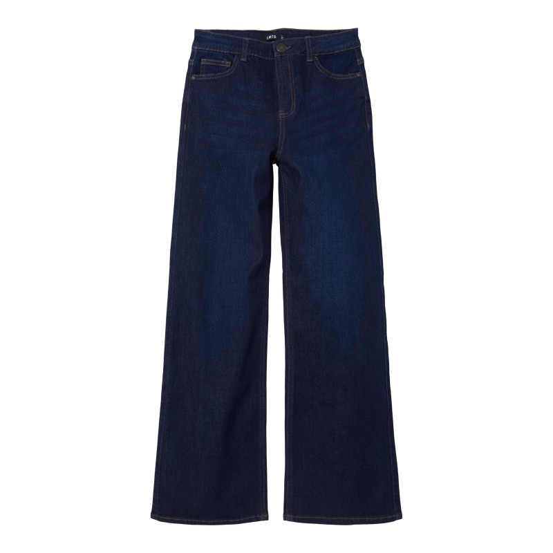 LMTD Linette Højtaljet Brede Denim Jeans - Dark Blue Denim