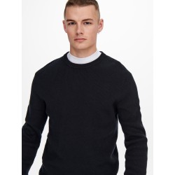 ONLY & SONS Phil Struktur Crew Neck Striktrøje - Dark Navy