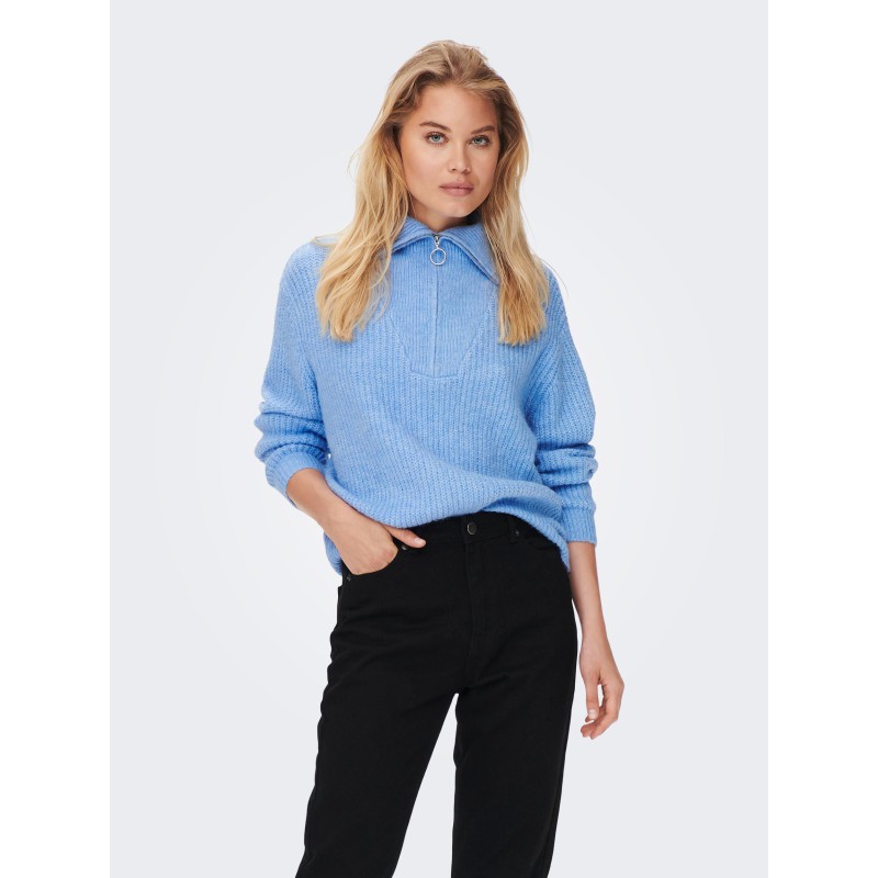 ONLY Baker Zip Pullover Strik - Allure