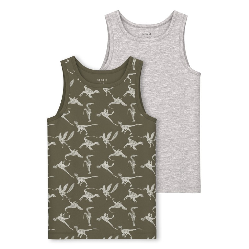 NAME IT Nkmtank Top 2P Olive Night Dino - Olive Night