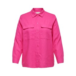 ONLY CARMAKOMA O Langærmet Ovs Linen Shirt Vævet - Pink Yarrow