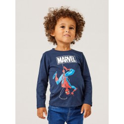 NAME IT Mini/Kids Spiderman Langærmet Bluse - Dark Sapphire