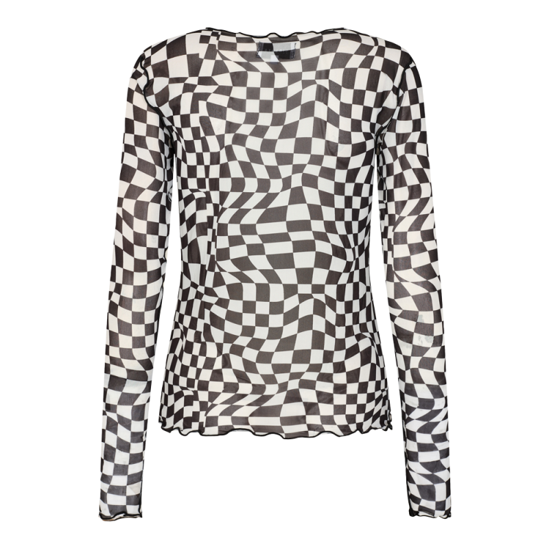 Libertè Langærmet Mesh Top - Squizzy Checks Black