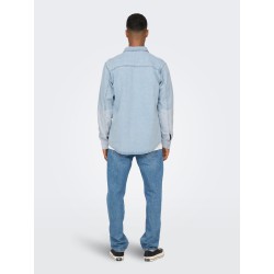 ONLY & SONS Storm Mixed Denim Skjorte - Light Blue Denim