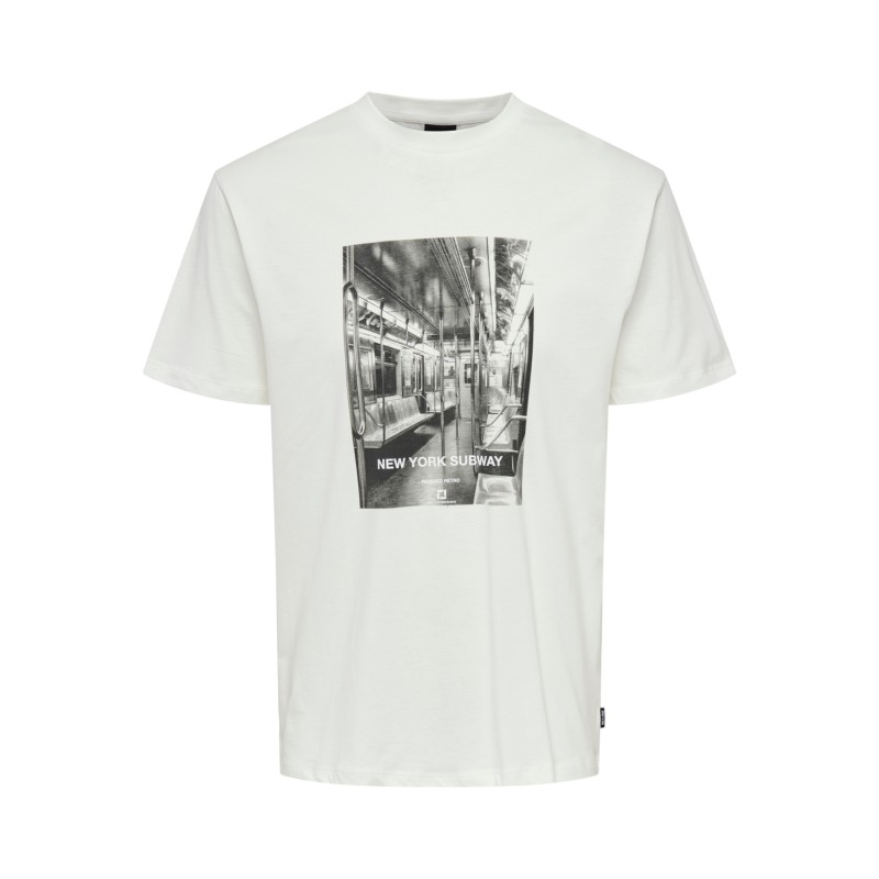 ONLY & SONS Onkortærmeteb Reg Bw Photoprint Kortærmet Tee - Cloud Dancer