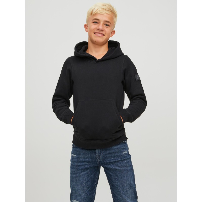 JACK & JONES Junior  Waffle Sweat Hoodie - Sort