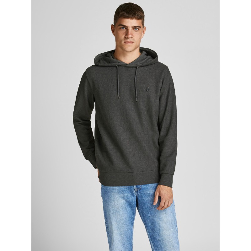 JACK & JONES Structure Sweat Hoodie - Grey Melange