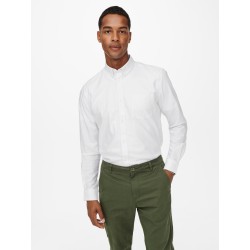 ONLY & SONS Neil Langærmet Oxford Skjorte - Hvid
