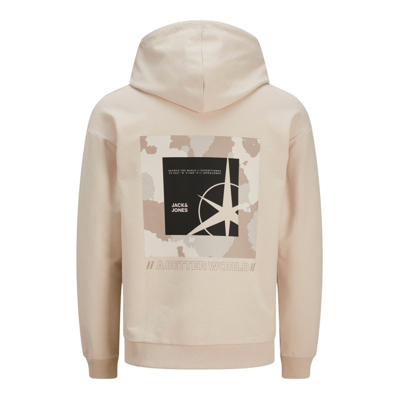 JACK & JONES JUNIOR Filo Sleeveprint Hoodie - Moonbeam