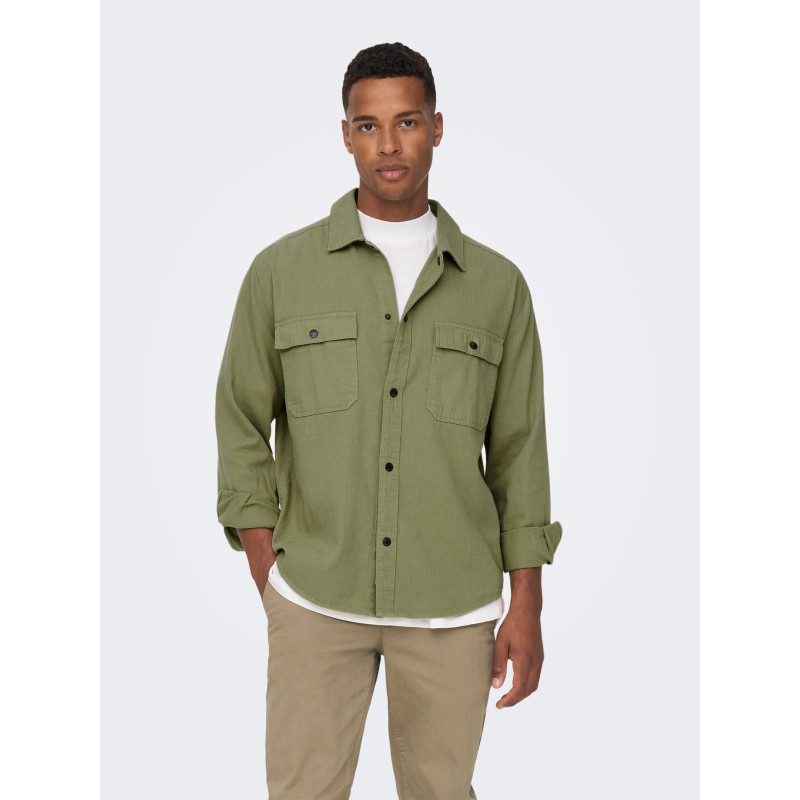 ONLY & SONS Ensfarvet Overshirt - Lizard