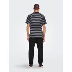 ONLY & SONS Henry Stribede T-shirt - Dark Navy