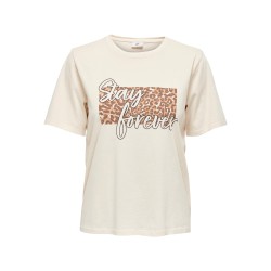 JDY Farock Print "Stay Forever" T-shirt - Hvidcap Gray
