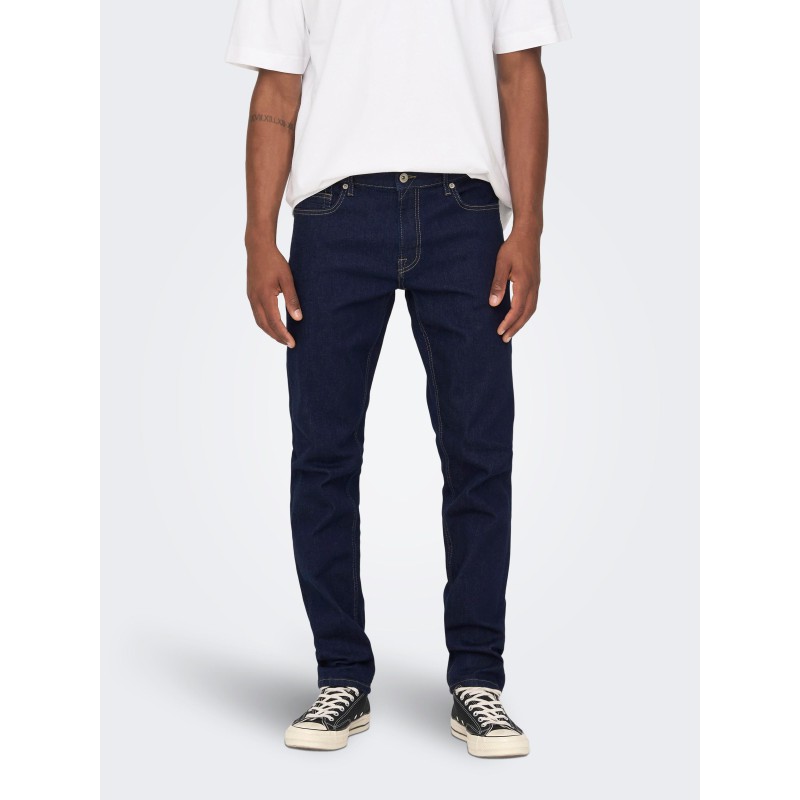 ONLY & SONS Loom Slim Denim Jeans - Dark Blue Denim