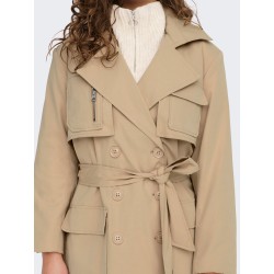 ONLY Lang Trenchcoat Med Rå Detaljer - Ginger Root
