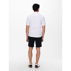 ONLY & SONS Caiden Kortærmet Solid Linen Skjorte - White