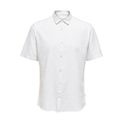 ONLY & SONS Caiden Kortærmet Solid Linen Skjorte - Hvid