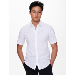 ONLY & SONS Caiden Kortærmet Solid Linen Skjorte - Hvid