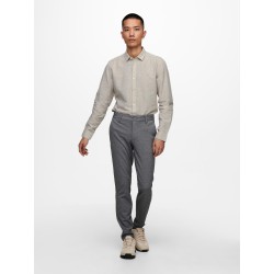 ONLY & SONS Caiden Solid Linen Skjorte - Chinchilla