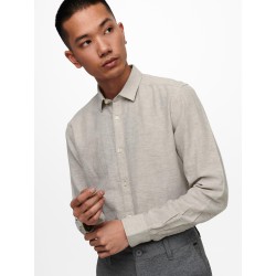 ONLY & SONS Caiden Solid Linen Skjorte - Chinchilla