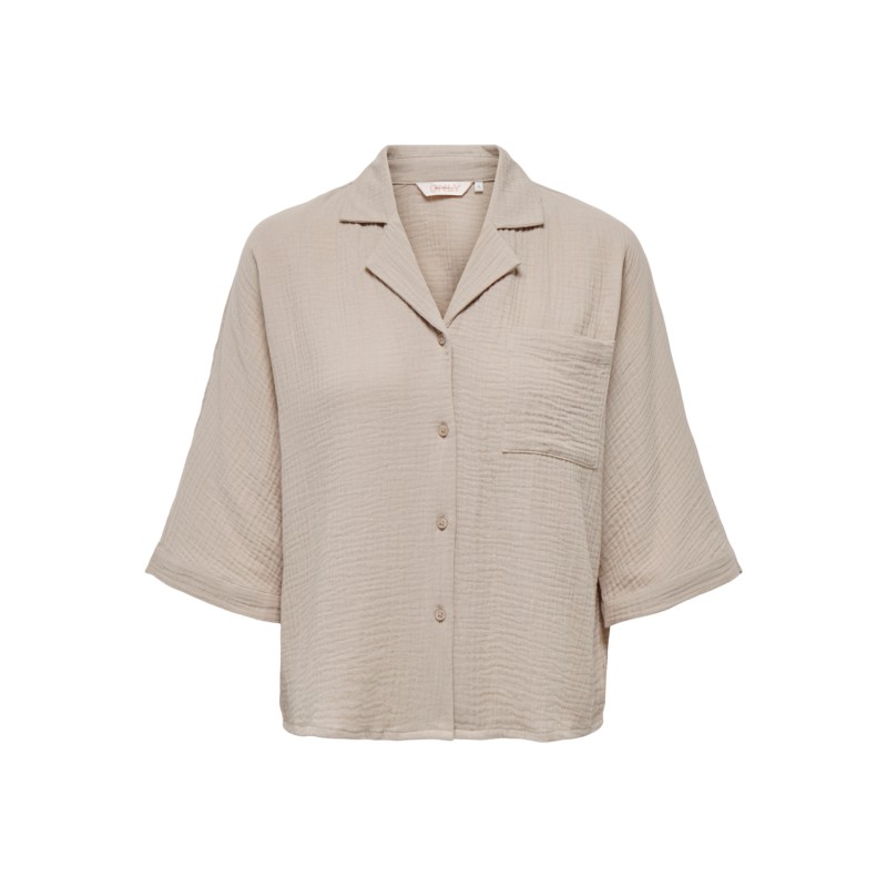 ONLY Thyra Kortærmet Shirt  Vævet - Oxford Tan