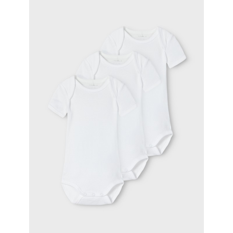 NAME IT Body 3P Kortærmet Solid White 3 - Bright Hvid