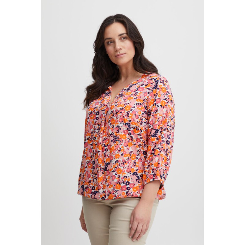 FRANSA Plus Merle 3/4 Bluse - Camellia Rose