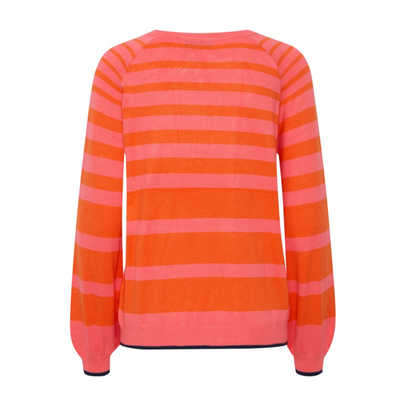 FRANSA Blume Pullover Med Striber - Firecrackers