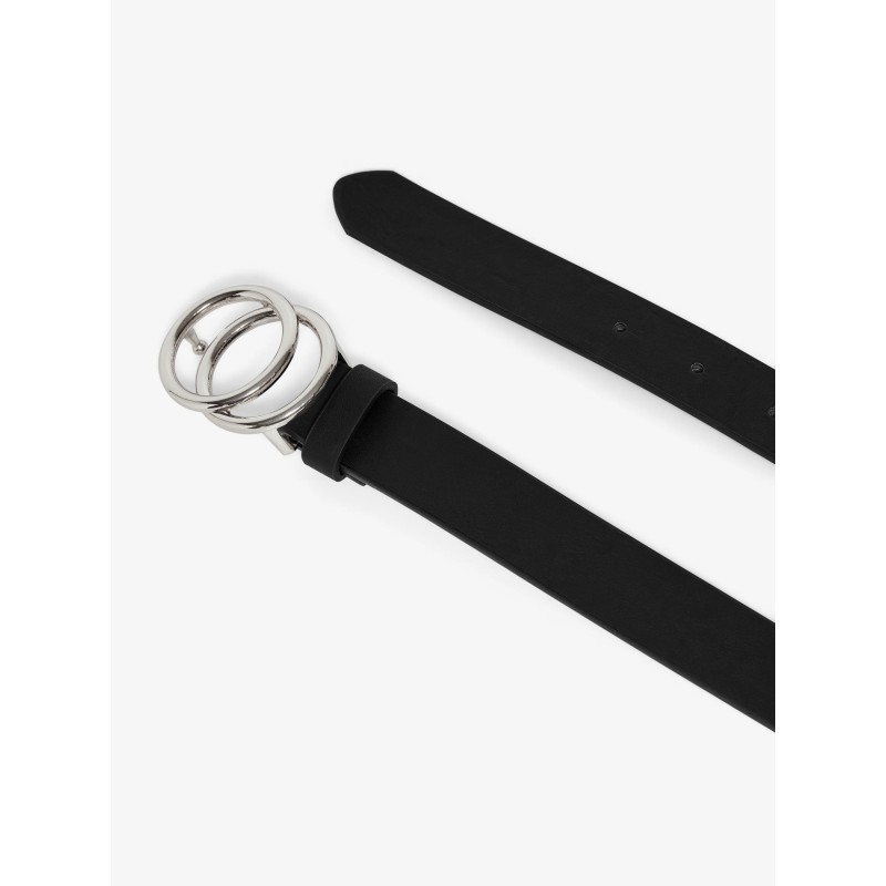 ONLY Rasmi Imiteret Læder Bælte - Sort / Shiny Silver Buckle