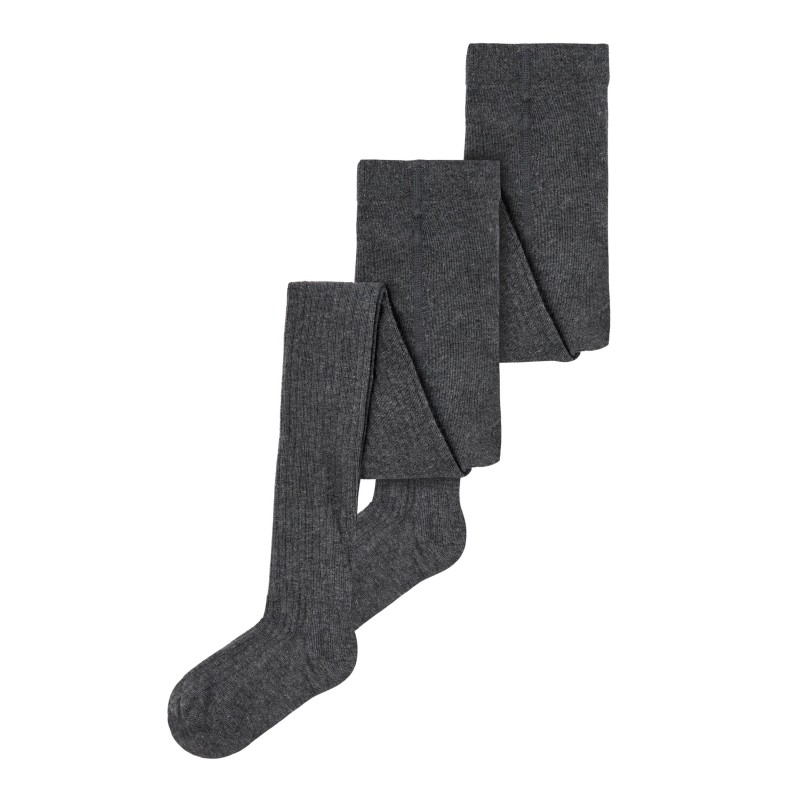 NAME IT Kids 2-pak Rib Strømpebukser - Dark Grey Melange