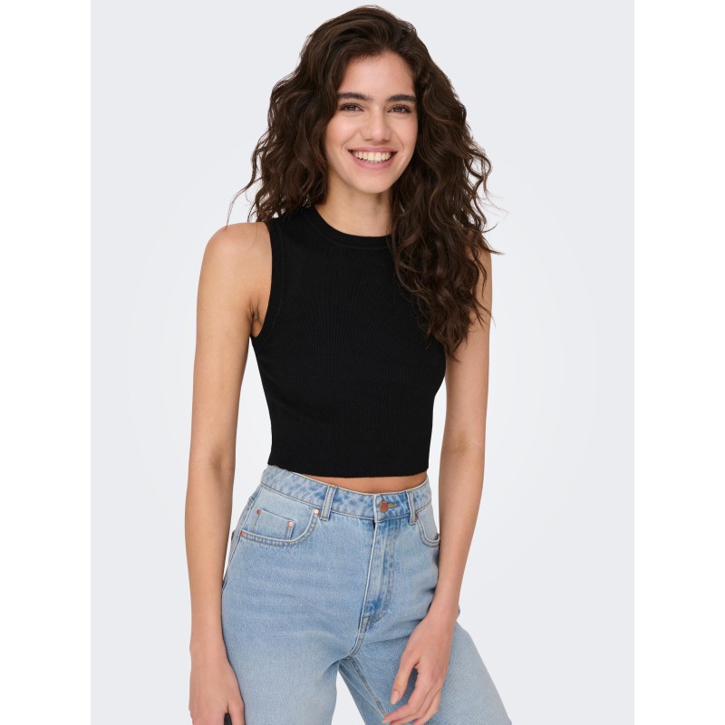 JDY Cirkeline Strik Crop Top - Sort