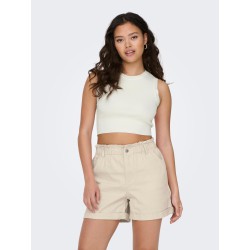 JDY Cirkeline Strik Crop Top - Cloud Dancer