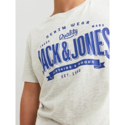 JACK & JONES Logo T-shirt - White Melange