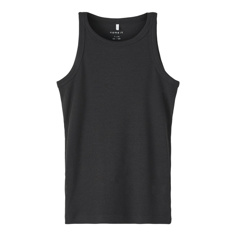 NAME IT Kids Rib Slim Tank Top - Sort