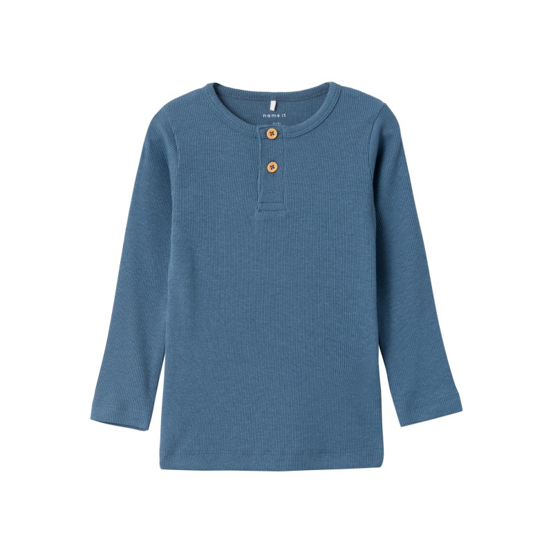 NAME IT Mini Rib L/S Top - Bluefin