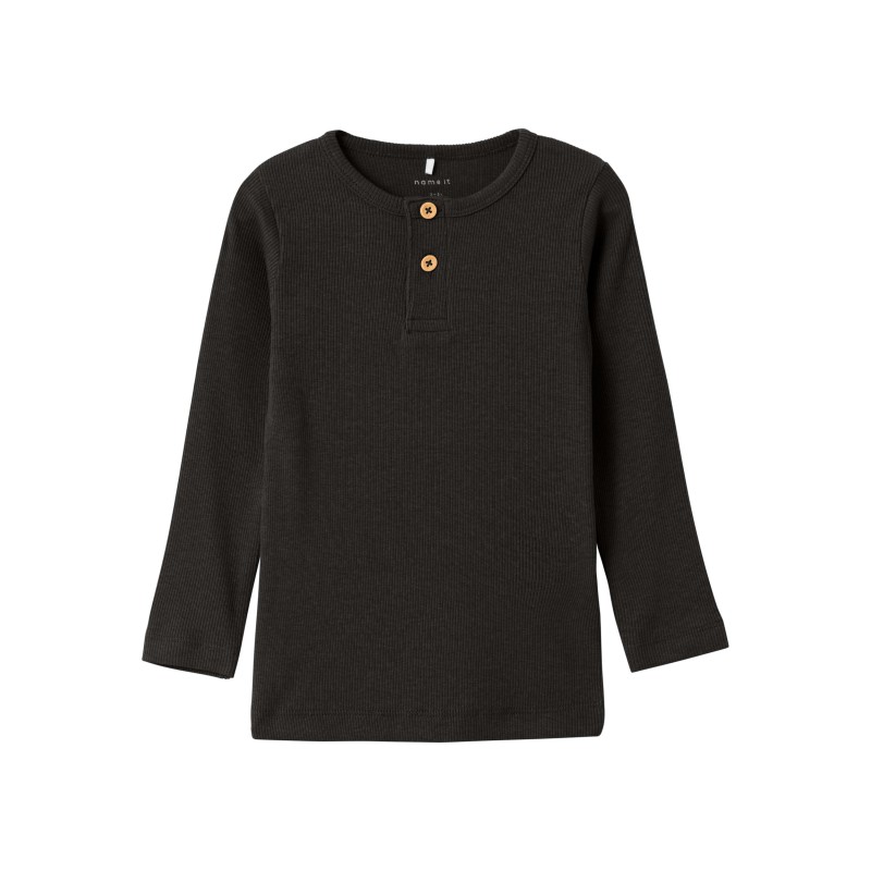 NAME IT Mini Rib L/S Top - Sort