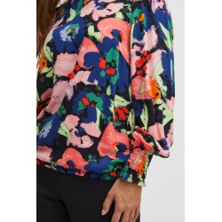 FRANSA Mosa Langærmet Bluse Med Print - Sort