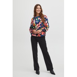 FRANSA Mosa Langærmet Bluse Med Print - Sort