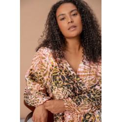 FRANSA Plus Wrap Kjole Med Print - Rose Shadow