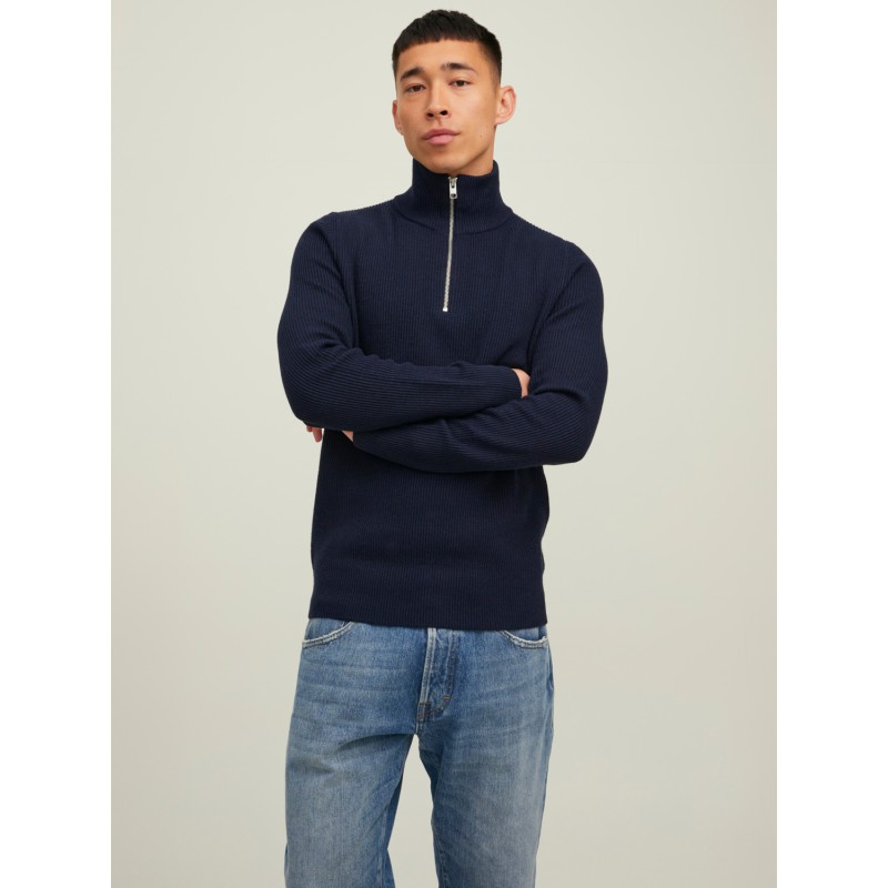 JACK & JONES Jprccperfect Knit Half Zip Sn - Maritime Blue