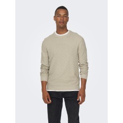 ONLY & SONS Kalle Struktur Strik Pullover - Silver Lining