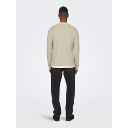 ONLY & SONS Kalle Struktur Strik Pullover - Silver Lining