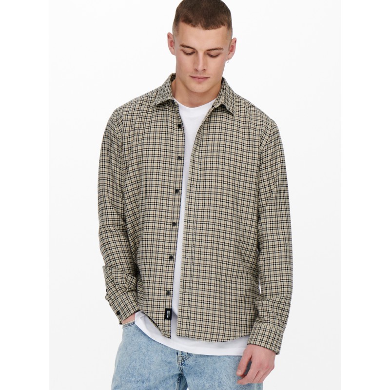 ONLY & SONS Onstevin Langærmet Viscose Check Reg Shirt - Silver Lining