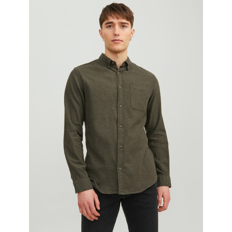 JACK & JONES Eclakortærmetic Melange Shirt Langærmet Sn - Rosin