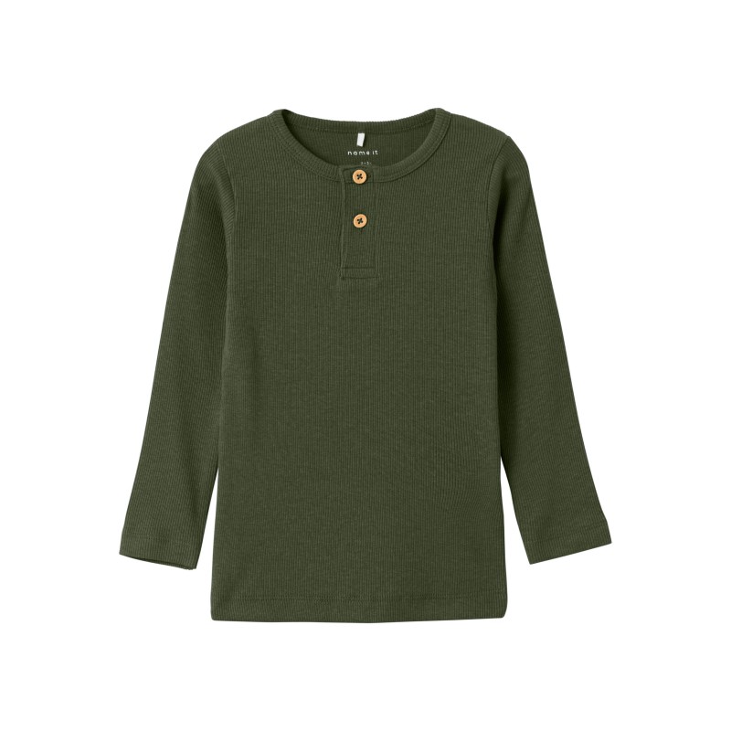 NAME IT Mini Rib L/S Top - Rifle Green