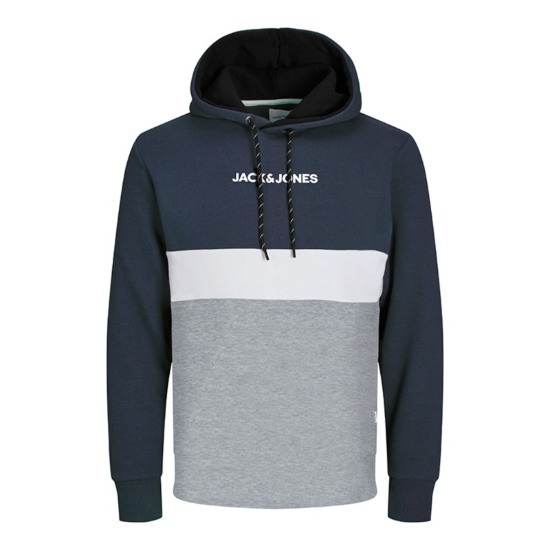 JACK & JONES Ereid Blocking Sweat Hood  Pls - Navy Blazer