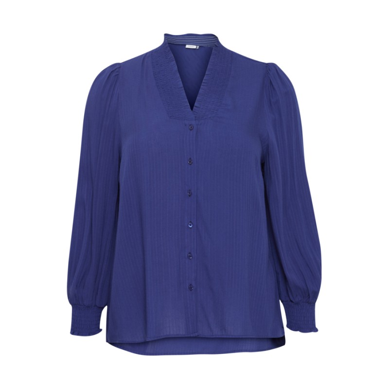 FRANSA PLUS Amber Bluse Med Smock Detaljer - Bellwether Blue